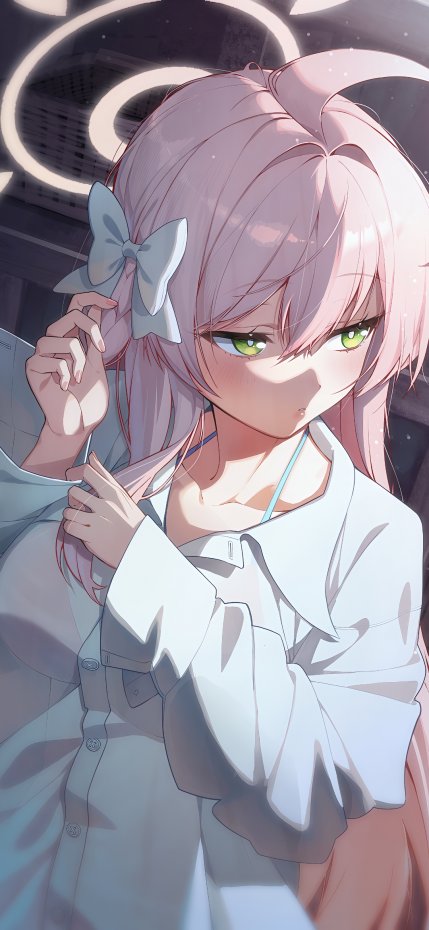 粉发二次元少女甜美风手机壁纸