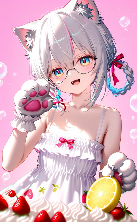 粉背景猫耳少女甜美风手机壁纸