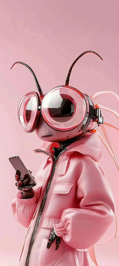 粉色机械蜜蜂潮流风手机壁纸