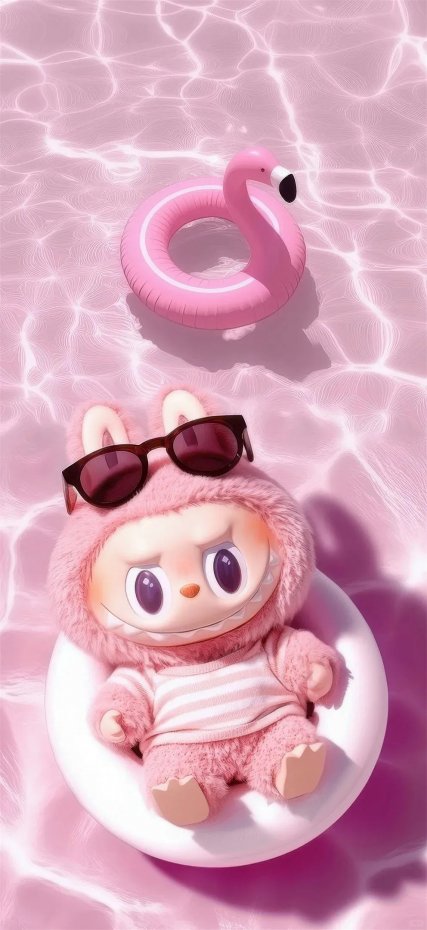 粉系泳池萌物可爱风手机壁纸
