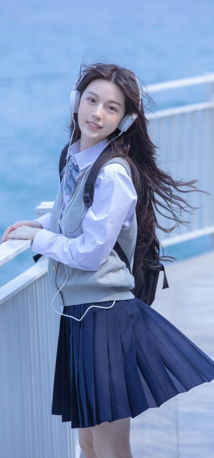 海边 JK 少女清新风手机壁纸