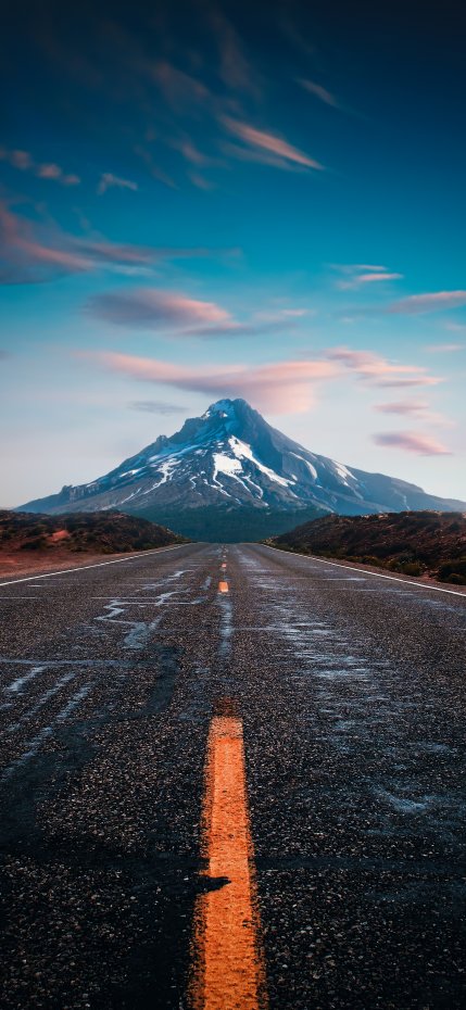 公路雪山风景意境风手机壁纸