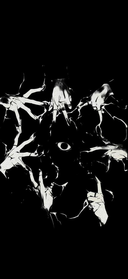 黑白手绘诡异风手机壁纸