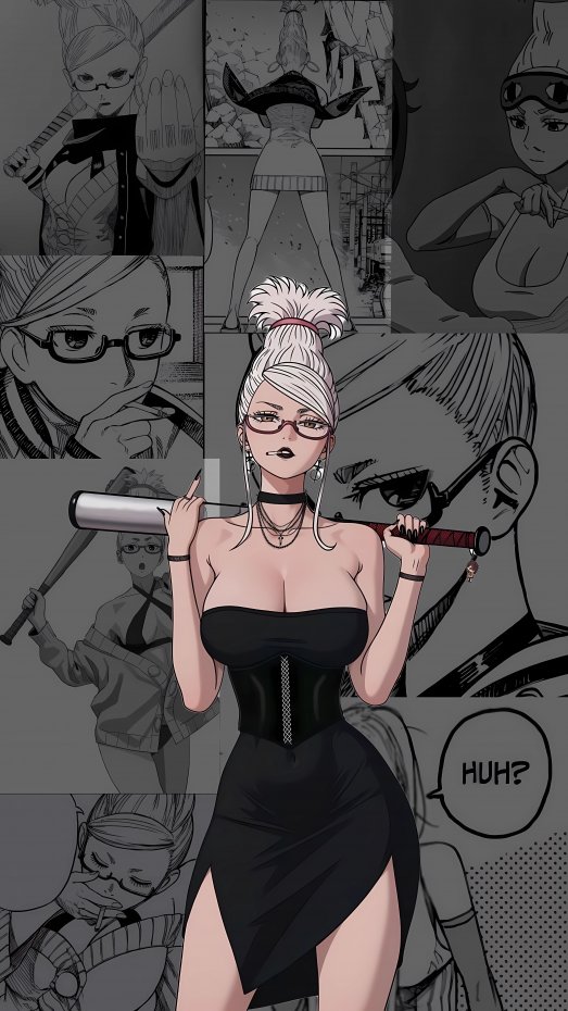 黑裙棒球棍少女酷飒风手机壁纸