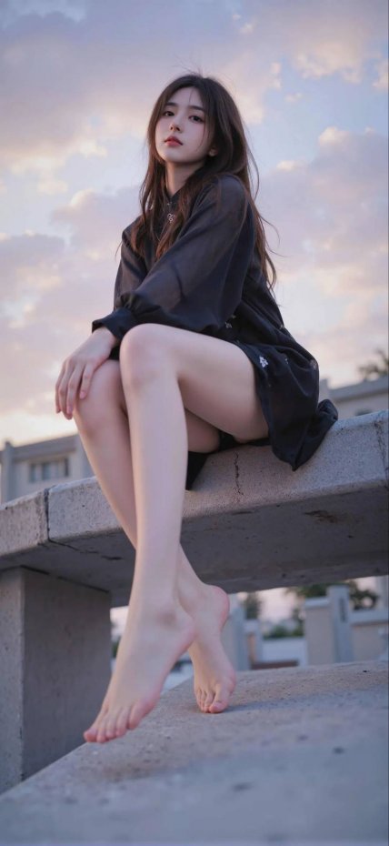 黑裙少女黄昏意境风手机壁纸