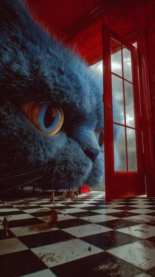 红房蓝猫奇幻风手机壁纸