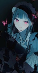 蝴蝶环绕女仆装少女神秘风手机壁纸