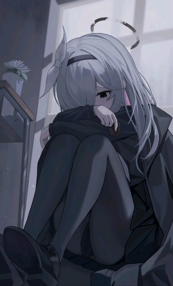 灰发 halo 少女忧郁风手机壁纸