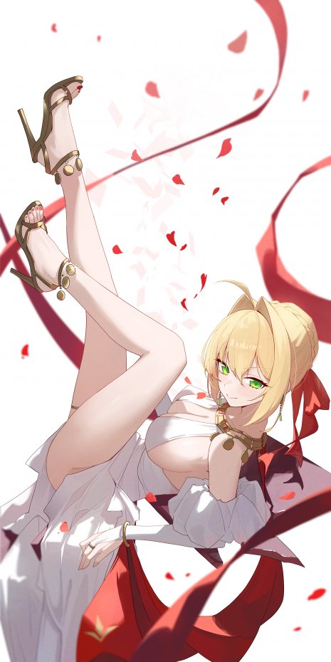 花瓣与二次元少女灵动风手机壁纸