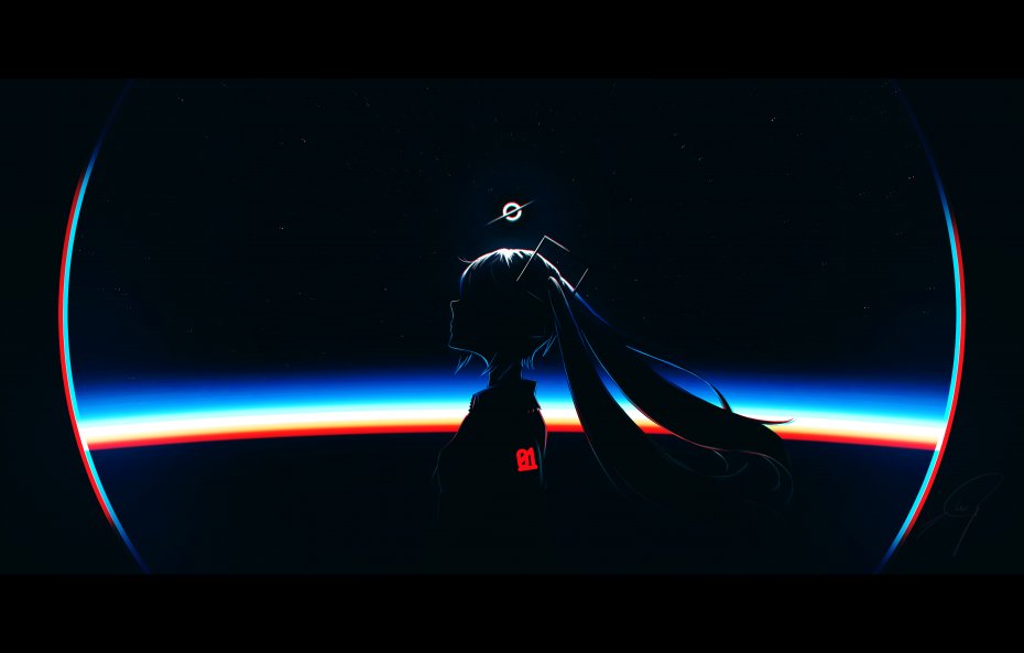 《VOCALOID》初音未来的剪影插画壁纸