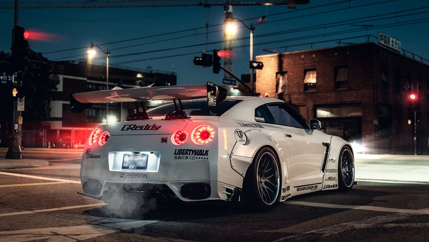 夜白 Nissan GT-R 动态壁纸