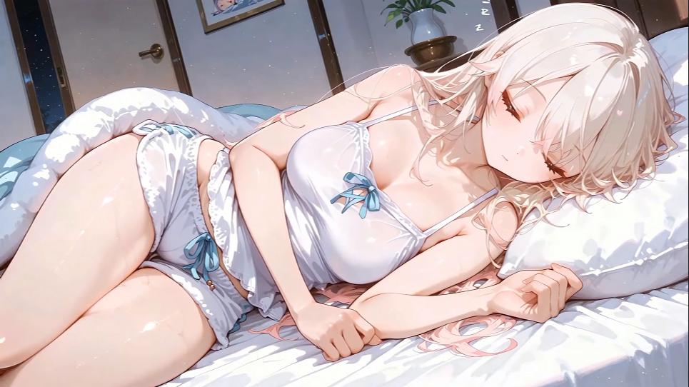 动漫女孩金发睡眠动态壁纸