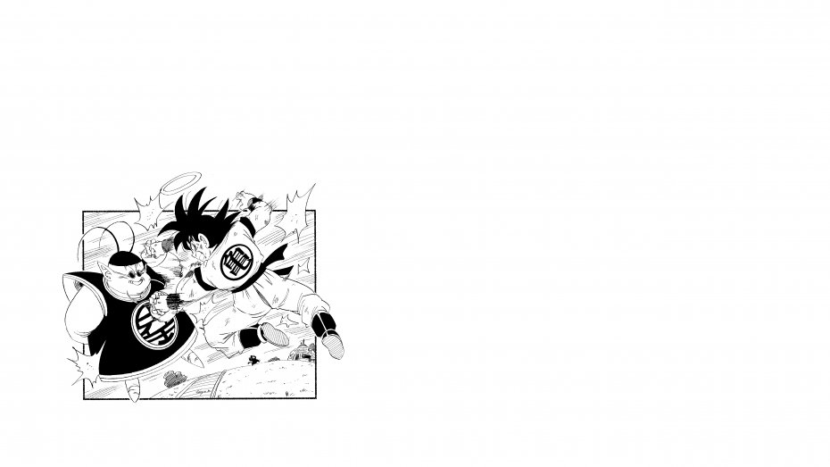 龙珠孙悟空与界王黑白漫画战斗场景日漫人物电脑壁纸