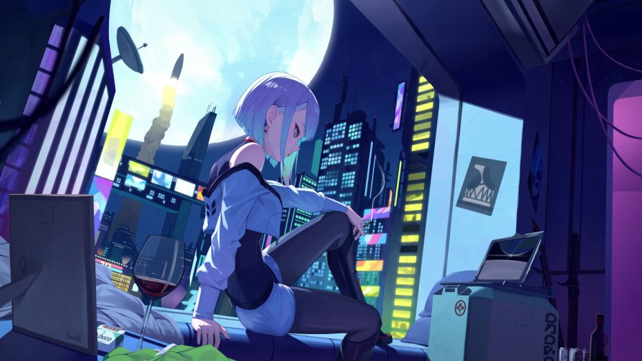 赛博都市可爱少女短发繁华夜景科技幻想人物电脑壁纸