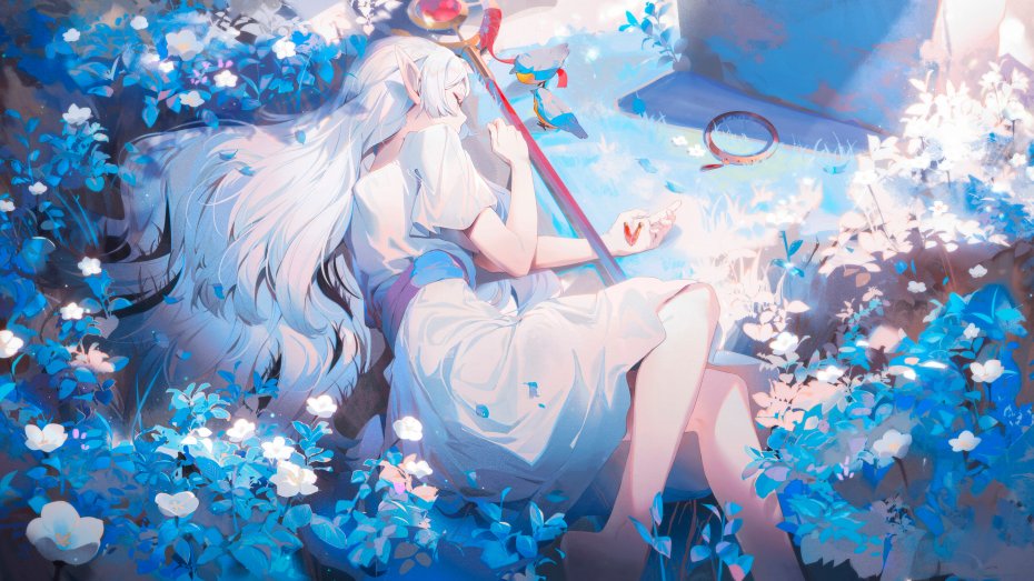 葬送的芙莉莲白发精灵青春少女休憩日漫电脑壁纸