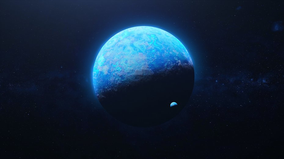 满天星斗的蓝色星球悬浮科技幻想景色电脑壁纸